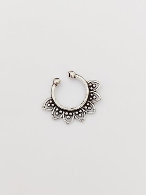 Ethnic Septum Nose Pin for Women Indian Oxidized Silver Plated Adjustable Free Size Brass Fashion Jewelry