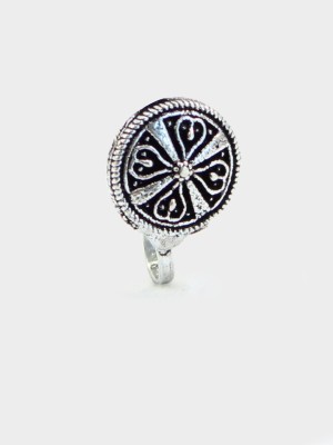 Non-Piercing Round Nose Pin for Women Indian Oxidized Silver Plated Adjustable Free Size Brass Jewelry