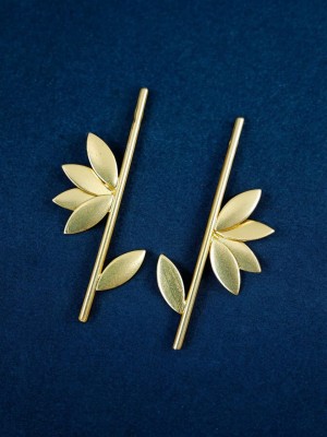 Stylish Bamboo Plant Earring Gold Plated Contemporary Earring Jewelry for Girls