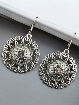 Bohemian Pakistani Dangler Silver Oxidized Hook Earrings Jewelry for Women