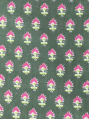 Green Indian Hand Block Booti Printed Running Fabric 100% Cotton Craft Dressmaking Quilting Fabric Material