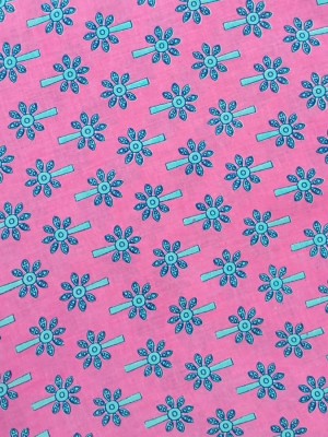 Pink Blue Indian Hand Block Printed Running Fabric by Meter 100% Cotton Craft Dressmaking Quilting Sewing Fabric Material