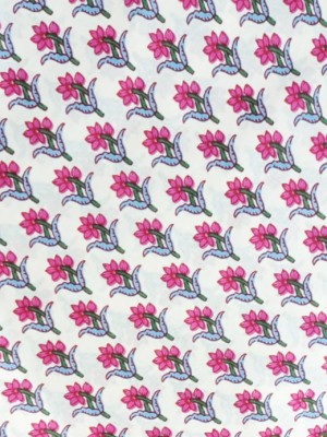 White Indian Hand Block Booti Printed Running Fabric 100% Cotton Craft Dressmaking Quilting Fabric Material