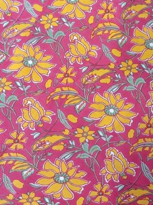 Rani Pink Indian Hand Block Floral Printed Running Fabric 100% Cotton Craft Dressmaking Quilting Fabric Material