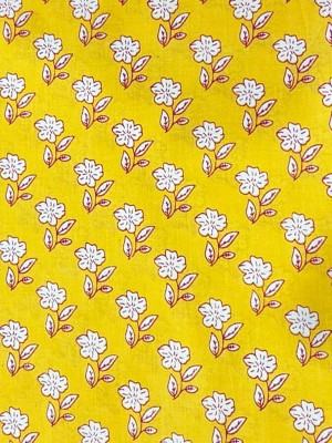 Yellow Indian Hand Block Booti Printed Running Fabric 100% Cotton Craft Dressmaking Quilting Fabric Material