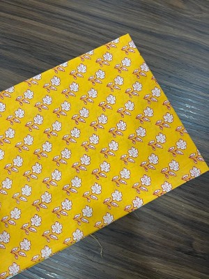 Yellow Indian Hand Block Booti Printed Running Fabric 100% Cotton Craft Dressmaking Quilting Fabric Material