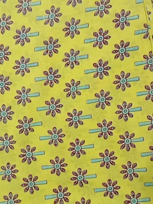 Yellow Indian Hand Block Printed Running Fabric by Meter 100% Cotton Craft Dressmaking Quilting Sewing Fabric Material