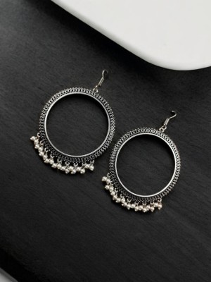 Indian Oxidized Circle Hoop Earrings Light  Weight Traditional Dangler Jewelry for Girls