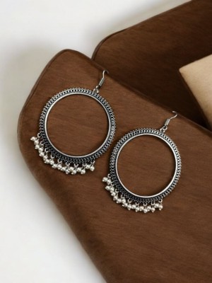 Indian Oxidized Circle Hoop Earrings Light  Weight Traditional Dangler Jewelry for Girls