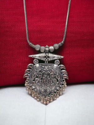 Traditional Bohemian Vintage Gypsy Silver Oxidized Pendent Necklace Chain