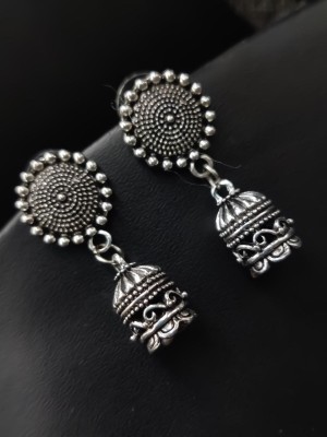 Silver Oxidized Jhumka Earrings Light Weight Ethnic Jewelry for Casual Wear Jhumki