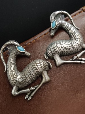 Horned Deer Earrings Silver Replica Brass Stud Boho Animal Earrings for Girls