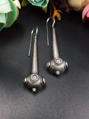 Mace Design Silver Replica Oxidised Brass Drop Hook Bohochic Earrings