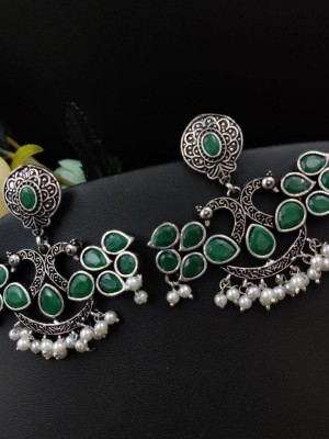 Bohemian Indian Stylish Peacock Oxidized Silver Plated Dangler Earrings Jewelry Gift for Her