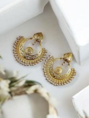 Elegant Gold Plated Designer Chandbali Earring Traditional Pakistani Earrings for Women