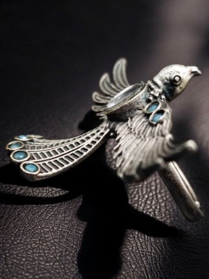 Antique Eagle Bird Ring for Women Indian Handcrafted Oxidized Silver Free Size Ring Gift for Her