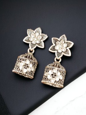 Attractive Indian Designer Silver Plated Earring Jhumka Ethnic Jewellery Jumki Set Perfect for Gift to Girls