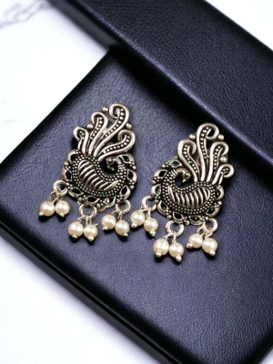 Beautiful Traditional Indian Peacock Silver Oxidized Earring Stud Ethnic Daily Wear Jewlery for Women