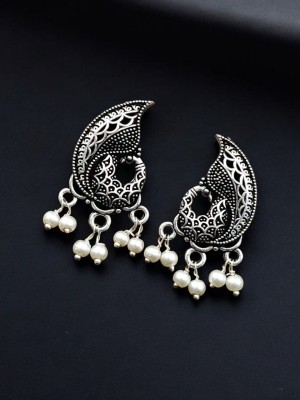 Attractive Indian Peacock Bird Designer Silver Plated Earring Stud Top Ethnic Wear Jewellery