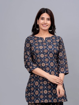 Blue Cotton Co Ord Set Dress Kurti Pyjama for Summer