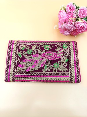 Pink Black Elephant Peacock Indian Bohemian Clutch Bag for Women Rajasthani Embroidery Ethnic Wallet & Purse for Girls