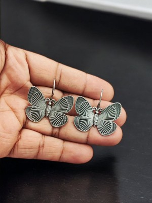 Butterfly Earring Drop Dangler Silver Replica Oxidized Daily Wear Earrings Jewelry