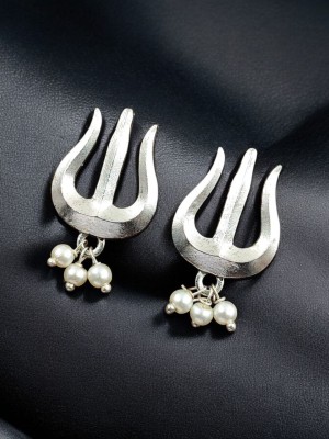 Shiva Trishul Pushback Earring Silver Oxidized Daily Wear Earrings Jewelry