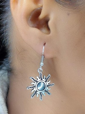 Rose Flower Drop Earring German Silver Oxidised Earrings Jewelry For Girls