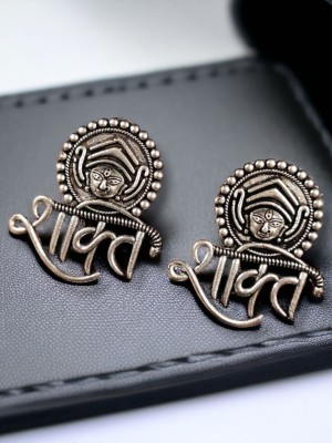 Indian Goddess Shakti Durga Mataji Stud Earring Silver Oxidised Ethnic Tops Earring for Festival