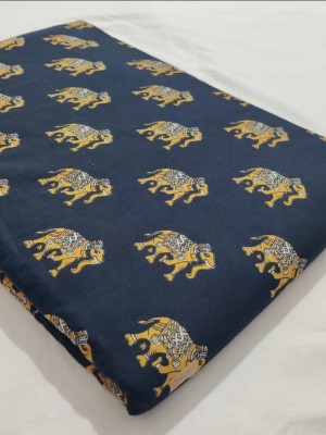 Dark Blue Color Indian Elephant Printed Fabric Cotton Craft Shirt Dressmaking Quilting Upholstery Fabric Material