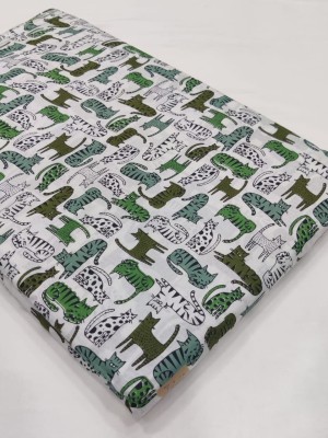 Cat Printed Fabric White Cotton Shirt Easter Dressmaking Craft Quilting Upholstery Fabric Material