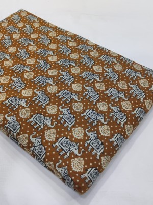 Orange Color Indian Elephant Printed Fabric Cotton Craft Shirt Dressmaking Quilting Upholstery Fabric Material