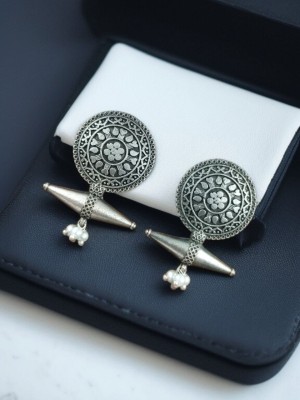 Vintage Tribal Rustic Silver Oxidized Bohochic Designer Stud Earring Set Gypsy Jewellery for Girls