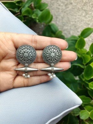 Vintage Tribal Rustic Silver Oxidized Bohochic Designer Stud Earring Set Gypsy Jewellery for Girls