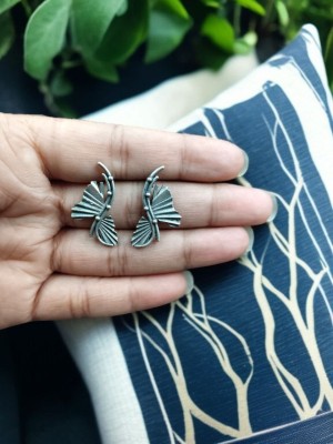 Unique Designer Rustic Silver Oxidized Stud Earring Set Bohochic Casual Wear Jewellery for Girls