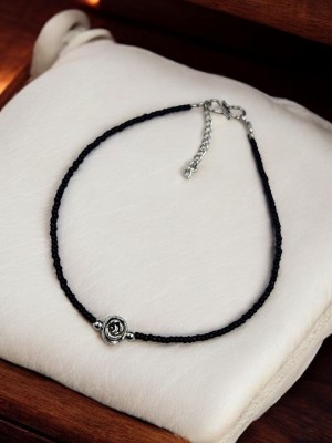 Gorgeous Black Beads Flower Anklet Payal Summer Beach Barefoot Ankle Bracelet for Girls